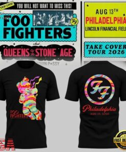 Foo Fighters Take Cover Tour 2026 Philadelphia Black T Shirt , Trending Music 3D Tee Foo Fighters Take Cover Tour 2026 Philadelphia Black T Shirt