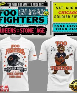 Foo Fighters x Chicago Bears Take Cover Tour 2026 3D Shirt , Music Design T Shirt Foo Fighters X Chicago Bears Take Cover Tour 2026 3D Shirt