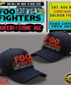 Foo Fighters x Chicago Bears Take Cover Tour 2026 Cap , Music Lover Baseball Cap Foo Fighters X Chicago Bears Take Cover Tour 2026 Cap