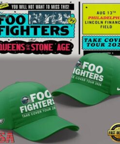 Foo Fighters x Philadelphia Eagles Take Cover Tour 2026 Classic Cap , Music Lover Baseball Cap Foo Fighters X Philadelphia Eagles Take Cover Tour 2026 Classic Cap