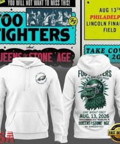 Foo Fighters x Philadelphia Eagles Take Cover Tour 2026 Hoodie , Trending Music 3D Tee Foo Fighters X Philadelphia Eagles Take Cover Tour 2026 Hoodie