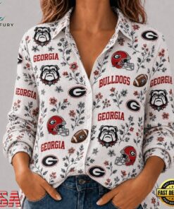 Georgia Bulldogs NCAA College Spirit Blossoms Women Casual Shirt, Trendy NCAA Women Shirt Georgia Bulldogs Ncaa College Spirit Blossoms Women Casual Shirt