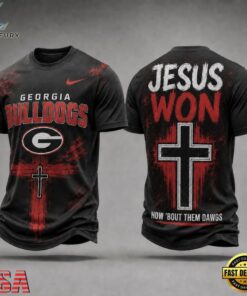Georgia Bulldogs NCAA Jesus Won New Design 3D Shirt , NCAA 3D Graphic Tee Georgia Bulldogs Ncaa Jesus Won New Design 3D Shirt
