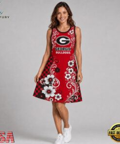 Georgia Bulldogs NCAA Sporty Floral Elegance Women’s Sleeveless Dress, NCAA Women Summer Dress Georgia Bulldogs Ncaa Sporty Floral Elegance Women S Sleeveless Dress