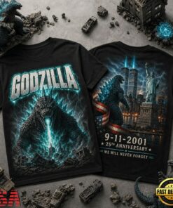 Godzilla 911 Memorial 25th Anniversary 3D Shirt , Trending Music 3D Tee Godzilla 911 Memorial 25th Anniversary 3D Shirt