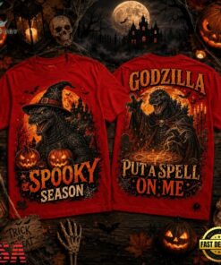Godzilla Witch Hat Halloween Jack O Lantern Spooky Season 3D Shirt , Music Fans Shirt Godzilla Witch Hat Halloween Jack O Lantern Spooky Season 3D Shirt