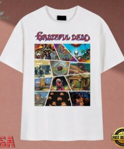 Grateful Dead Album Cover Collage Vintage Psychedelic Rock T Shirt , Music 2D Graphic Tee Grateful Dead Album Cover Collage Vintage Psychedelic Rock T Shirt