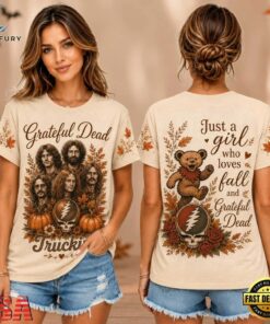 Grateful Dead Autumn Pumpkin Bear Vintage Tour Unisex 3D Shirt , Music Design T Shirt Grateful Dead Autumn Pumpkin Bear Vintage Tour Unisex 3D Shirt