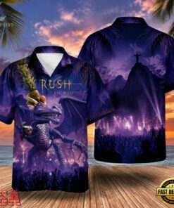 Great Rock Band Rush In Rio Summer Aloha Hawaiian Shirt, Music Fan Hawaiian Shirt Great Rock Band Rush IN Rio Summer Aloha Hawaiian Shirt