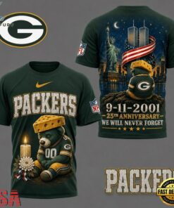 Green Bay Packers NFL 9 11 25th Anniversary Never Forget Memorial 3D T Shirt, Sports Fans 3D Shirt Green Bay Packers Nfl 9 11 25th Anniversary Never Forget Memorial 3D T Shirt