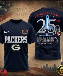 Green Bay Packers NFL Honoring 25 Years Remembering September 11 T Shirt, Sports Fans 3D Shirt Green Bay Packers Nfl Honoring 25 Years Remembering September 11 T Shirt