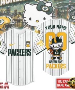 Green Bay Packers NFL Kitty Game Day Custom Baseball Jersey Shirt , NFL Baseball Shirt Green Bay Packers Nfl Kitty Game Day Custom Baseball Jersey Shirt
