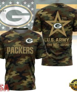 Green Bay Packers NFL Veterans US Army Camo New Design 3D Shirt , Sports Fans 3D Shirt Green Bay Packers Nfl Veterans US Army Camo New Design 3D Shirt