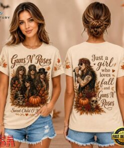 Guns N' Roses Autumn Pumpkin Skull Sweet Child O' Mine Unisex 3D Shirt , Music Design T Shirt Guns N Roses Autumn Pumpkin Skull Sweet Child O Mine Unisex 3D Shirt