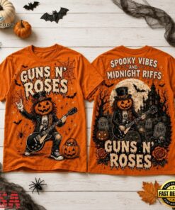 Guns N’ Roses Halloween Shirt, Spooky Vibes and Midnight Riffs 3D Shirt , Music Fans Shirt Guns N Roses Halloween Shirt Spooky Vibes And Midnight Riffs 3D Shirt