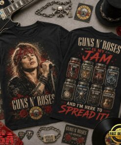 Guns N’ Roses Is My Jam Greatest Hits Front and Back T Shirt, Trending Music 3D Tee Guns N Roses IS MY Jam Greatest Hits Front And Back T Shirt