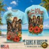 Guns N' Roses Tropical Palm Hibiscus Hawaiian 2026 3D Shirt , Trending Music 3D Tee Guns N Roses Tropical Palm Hibiscus Hawaiian 2026 3D Shirt