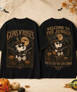 Guns N’ Roses x Snoopy Halloween Welcome to the Jungle 3D Shirt , Music Design T Shirt Guns N Roses X Snoopy Halloween Welcome TO The Jungle 3D Shirt