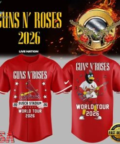 Guns N' Roses x St. Louis Cardinals World Tour 2026 Mascot New Baseball Jersey, Music Artist Baseball Jersey Guns N Roses X ST Louis Cardinals World Tour 2026 Mascot New Baseball Jersey