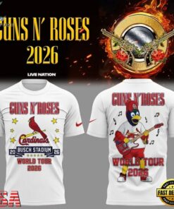 Guns N' Roses x St. Louis Cardinals World Tour 2026 Mascot White Deisgn 3D Shirt, Trending Music 3D Tee Guns N Roses X ST Louis Cardinals World Tour 2026 Mascot White Deisgn 3D Shirt