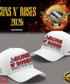 Guns N' Roses x St. Louis Cardinals World Tour 2026 White Cap, Music Lover Baseball Cap Guns N Roses X ST Louis Cardinals World Tour 2026 White Cap