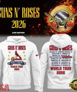 Guns N' Roses x St. Louis Cardinals World Tour 2026 White Hoodie, Trending Music 3D Tee Guns N Roses X ST Louis Cardinals World Tour 2026 White Hoodie