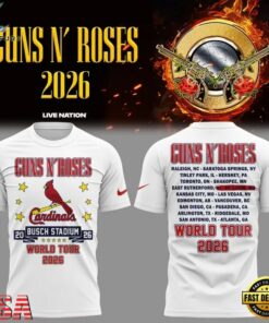 Guns N' Roses x St. Louis Cardinals World Tour 2026 White T Shirt, Trending Music 3D Tee Guns N Roses X ST Louis Cardinals World Tour 2026 White T Shirt
