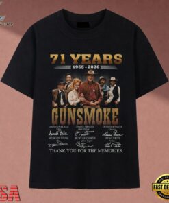 Gunsmoke TV Show 71 Years 1955 2026 Cast Signatures T Shirt, Music 2D Graphic Tee Gunsmoke TV Show 71 Years 1955 2026 Cast Signatures T Shirt