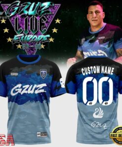 GZUZ LIVE EUROPE TOUR 2026 Signed Custom Name & Number T Shirt, Trending Music 3D Tee Gzuz Live Europe Tour 2026 Signed Custom Name Number T Shirt