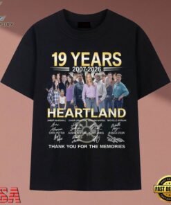 Heartland TV Series 19 Years 2007 2026 Cast Signatures T Shirt, Music 2D Graphic Tee Heartland TV Series 19 Years 2007 2026 Cast Signatures T Shirt