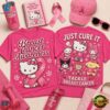 Hello Kitty Just Cure It Breast Cancer Awareness T Shirt, Trending Music 3D Tee Hello Kitty Just Cure IT Breast Cancer Awareness T Shirt