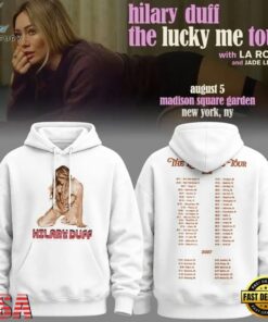 Hilary Duff The Lucky Me Tour 2026 Scheduler White Hoodie , Music Design T Shirt Hilary Duff The Lucky ME Tour 2026 Scheduler White Hoodie