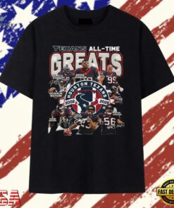 Houston Texans All Time Greats 2002 2026 Signatures Graphic T Shirt, Trendy 2D Print Shirt Houston Texans All Time Greats 2002 2026 Signatures Graphic T Shirt