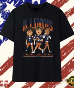 Illinois Fighting Illini Football 2026 Caricature Players T Shirt , Trendy 2D Print Shirt Illinois Fighting Illini Football 2026 Caricature Players T Shirt