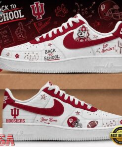 Indiana Hoosiers 2026 NCAA Football Back To School Air Force 1 Shoes Sneakers , NCAA New Design Shoes Indiana Hoosiers 2026 Ncaa Football Back TO School Air Force 1 Shoes Sneakers