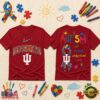 Indiana Hoosiers NCAA Autism Awareness Puzzle Ribbon T Shirt , NCAA 3D Graphic Tee Indiana Hoosiers Ncaa Autism Awareness Puzzle Ribbon T Shirt