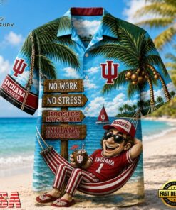 Indiana Hoosiers NCAA No Work No Stress Hawaiian Shirt , NCAA Team Hawaiian Shirt Indiana Hoosiers Ncaa NO Work NO Stress Hawaiian Shirt
