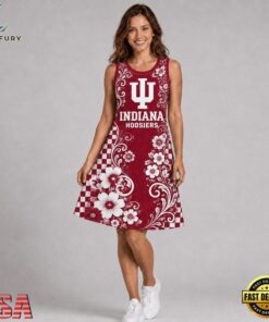 Indiana Hoosiers NCAA Sporty Floral Elegance Women’s Sleeveless Dress, NCAA Women Summer Dress Indiana Hoosiers Ncaa Sporty Floral Elegance Women S Sleeveless Dress