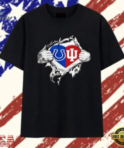 Indianapolis Colts and Indiana Hoosiers heart logo T Shirt , Trendy 2D Print Shirt Indianapolis Colts And Indiana Hoosiers Heart Logo T Shirt