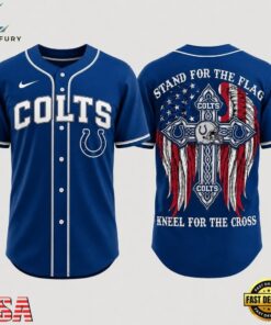 Indianapolis Colts NFL Stand For The Flag Kneel For The Cross Baseball Jersey Shirt , NFL Baseball Shirt Indianapolis Colts Nfl Stand For The Flag Kneel For The Cross Baseball Jersey Shirt