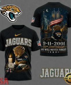 Jacksonville Jaguars NFL 9 11 25th Anniversary Never Forget Memorial 3D T Shirt, Sports Fans 3D Shirt Jacksonville Jaguars Nfl 9 11 25th Anniversary Never Forget Memorial 3D T Shirt