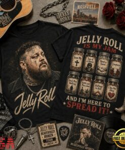 Jelly Roll Is My Jam Songs in Jars Front and Back T Shirt, Trending Music 3D Tee Jelly Roll IS MY Jam Songs IN Jars Front And Back T Shirt