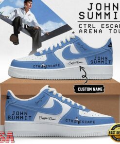 John Summit CTRL ESCAPE Arena Tour 2026 Blue Air Force 1 Shoes Sneakers , Music Lover AF1 Shoes John Summit Ctrl Escape Arena Tour 2026 Blue Air Force 1 Shoes Sneakers