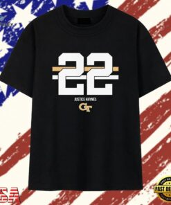 Justice Haynes Georgia Tech Yellow Jackets number 22 T Shirt , Trendy 2D Print Shirt Justice Haynes Georgia Tech Yellow Jackets Number 22 T Shirt