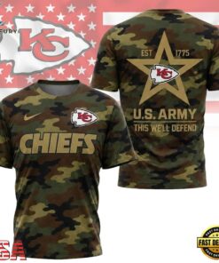 Kansas City Chiefs NFL Veterans US Army Camo New Design 3D Shirt , Sports Fans 3D Shirt Kansas City Chiefs Nfl Veterans US Army Camo New Design 3D Shirt