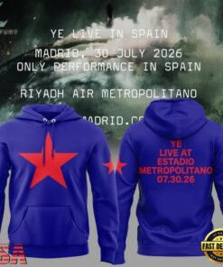 Kanye West 2026 Ye Live Concert Tour SPAIN MADRID Blue Hoodie , Music Fans Shirt Kanye West 2026 YE Live Concert Tour Spain Madrid Blue Hoodie