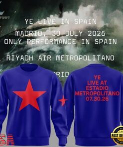 Kanye West 2026 Ye Live Concert Tour SPAIN MADRID Blue Sweatshirt , Music Fans Shirt Kanye West 2026 YE Live Concert Tour Spain Madrid Blue Sweatshirt