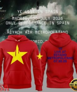 Kanye West 2026 Ye Live Concert Tour SPAIN MADRID Red Hoodie , Music Fans Shirt Kanye West 2026 YE Live Concert Tour Spain Madrid Red Hoodie