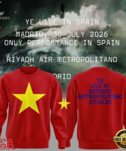 Kanye West 2026 Ye Live Concert Tour SPAIN MADRID Red Sweatshirt , Music Fans Shirt Kanye West 2026 YE Live Concert Tour Spain Madrid Red Sweatshirt