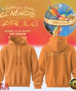 Karol G VIAJANDO POR EL MUNDO TROPITOUR Orange Hoodie , Music Design T Shirt Karol G Viajando Por EL Mundo Tropitour Orange Hoodie